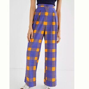 Anthropologie Porridge Clothing Preppy Plaid Wide-Leg Pants